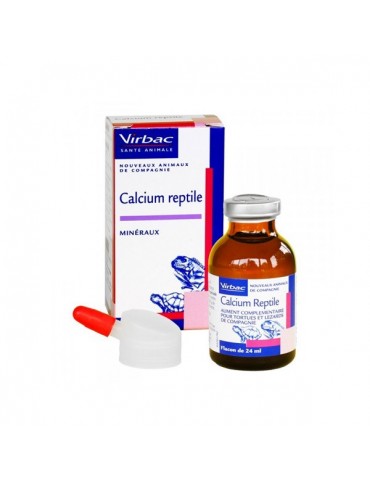Boîte et flacon de calcium Virbac pour reptile