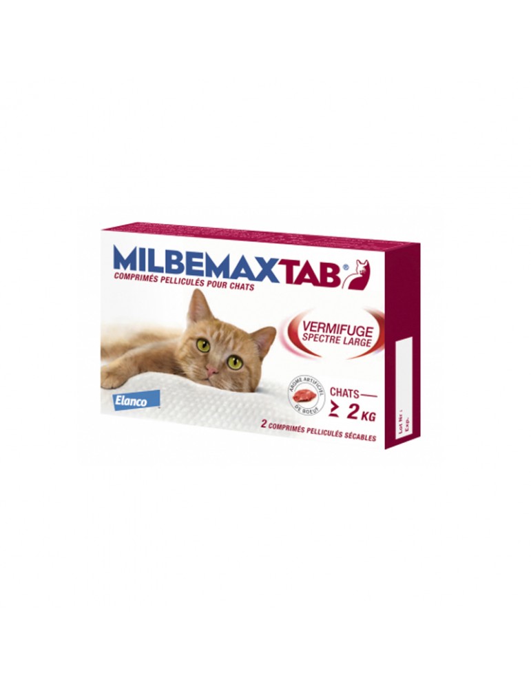 Milbemaxtab Vermifuge Chats 0,5-2kg 2 comprimés