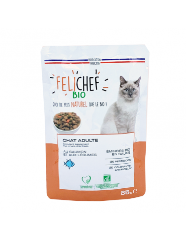 Sachet d'Emincés BIO Chat Adulte Saumon