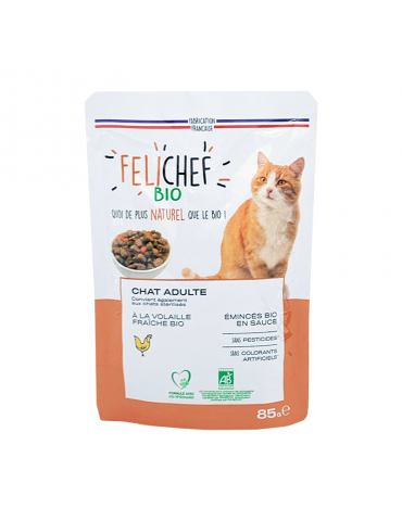 Sachet d'Emincés BIO Chat Adulte Volaille