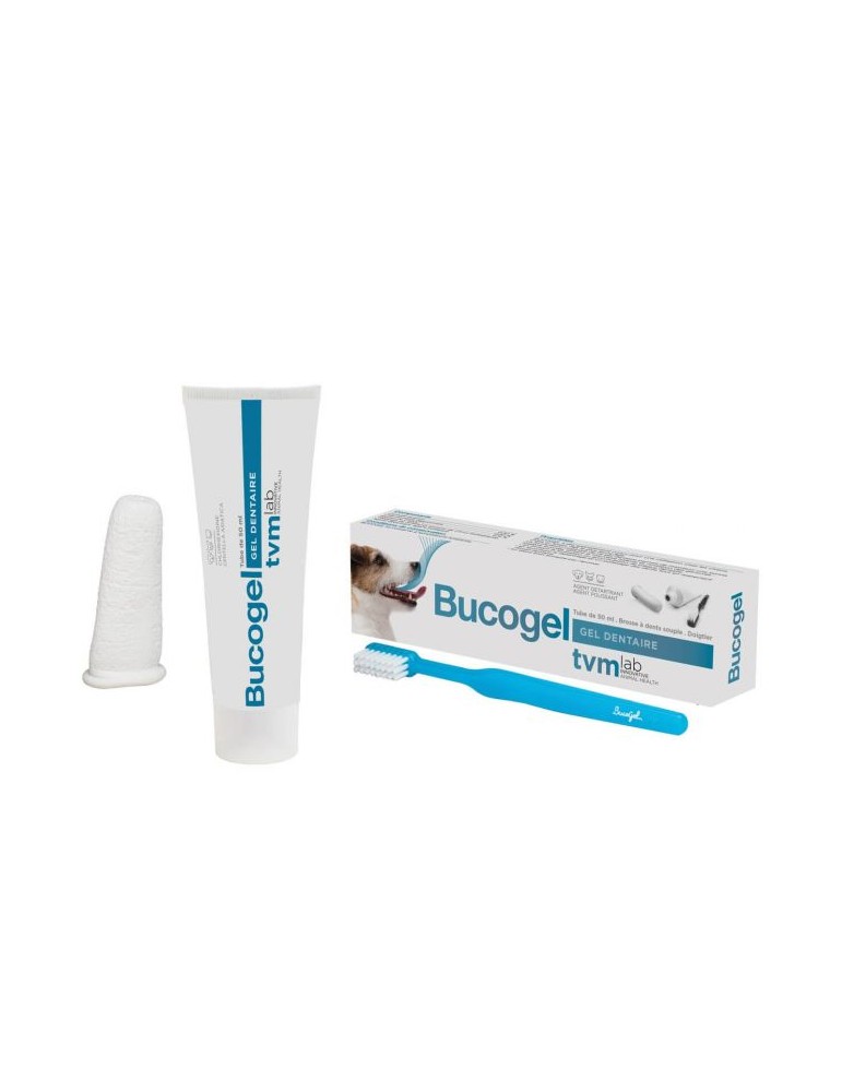 Dentifrice et brosse à dent Bucogel pour chien