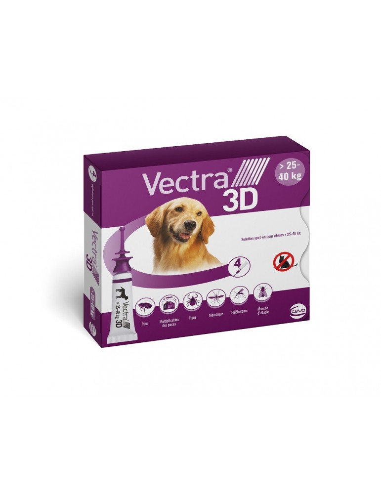 Vectris 3D Pipettes Antiparasitaires Chien L (25-40 kg) 4 pipettes