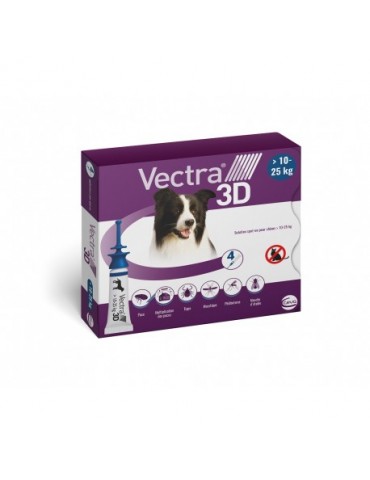 Vectris 3D Pipettes Antiparasitaires Chien M (10-25 kg) 4 pipettes