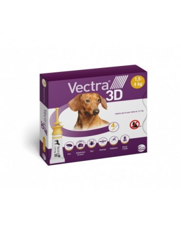 Vectris 3D Pipettes Antiparasitaires Chien XS (1,5-4 kg) 4 pipettes