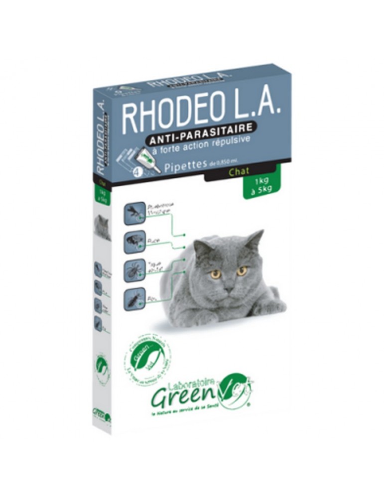 Solution Antiparasitaire Rhodeo pour Chats 4 Pipettes