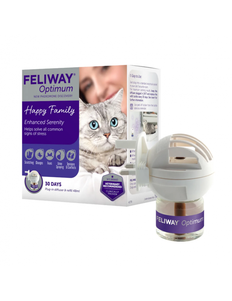 Feliway Optimum - Diffuseur + Recharge 30J pour le Stress du Chat - 48ml