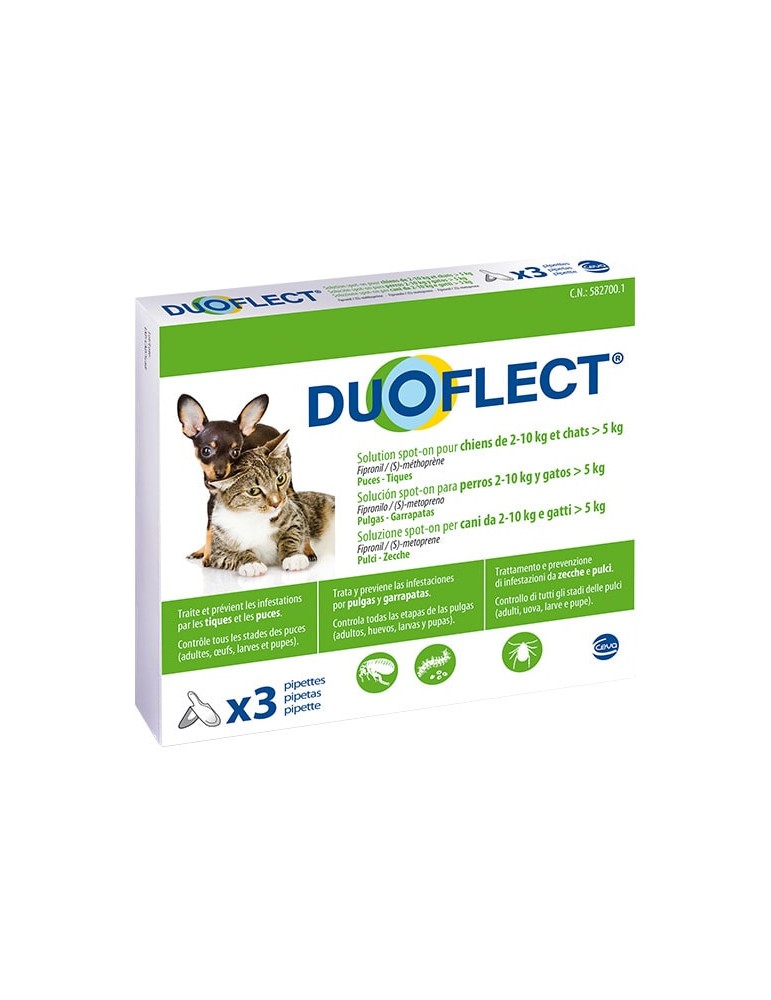 Duoflect Spot On Chat +5 kg et Chien 2-10 kg 3 pipettes