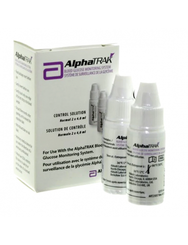 Boîte et flacons Alphatrak Solution de Contrôle 2x4 ml