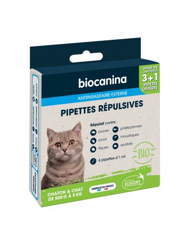 Boîte de 3+1 pipettes répulsive pour chat