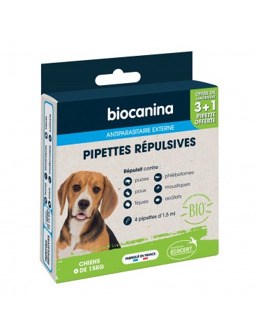 Boîte de 3+1 pipettes répulsive pour chien de moins de 15 kg