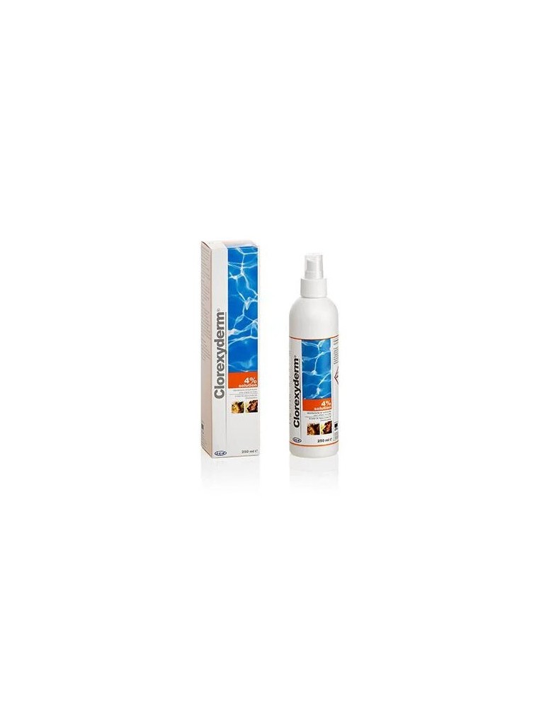 Boîte et spray de solution Clorexyderm 4%