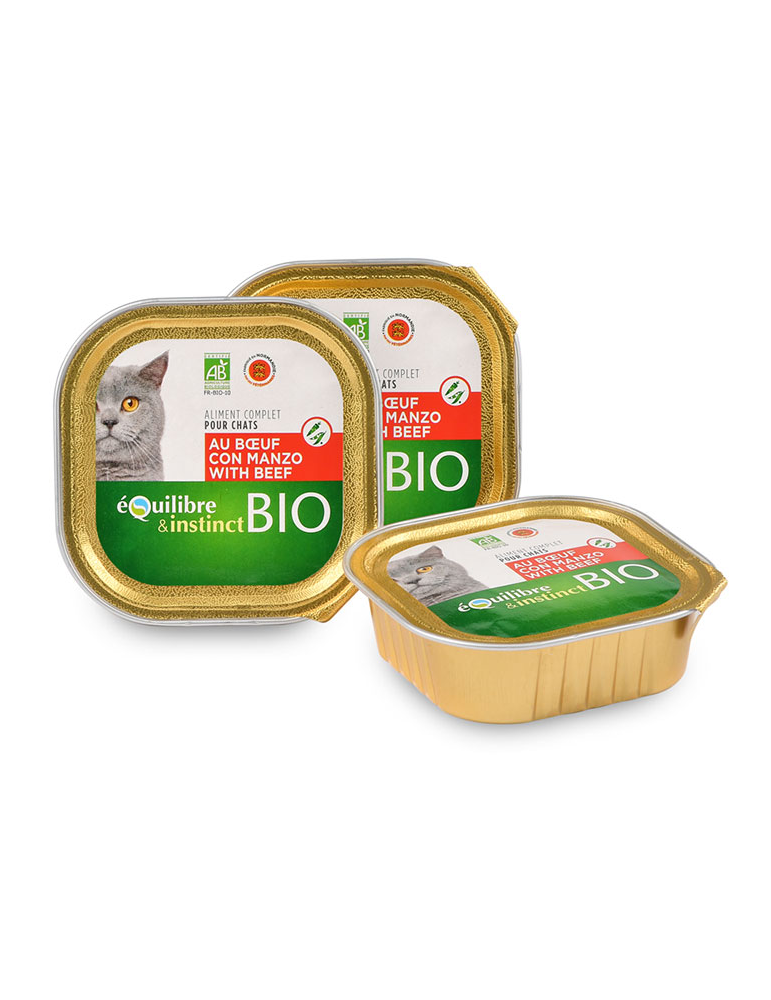 Lot de 3 terrines Equilibre & Instinct Terrines au Bœuf pour chat