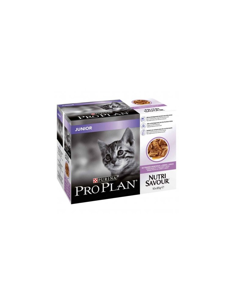 Carton de 10 pochons Purina Proplan Chat Junior Nutri Savour Dinde 10X85g