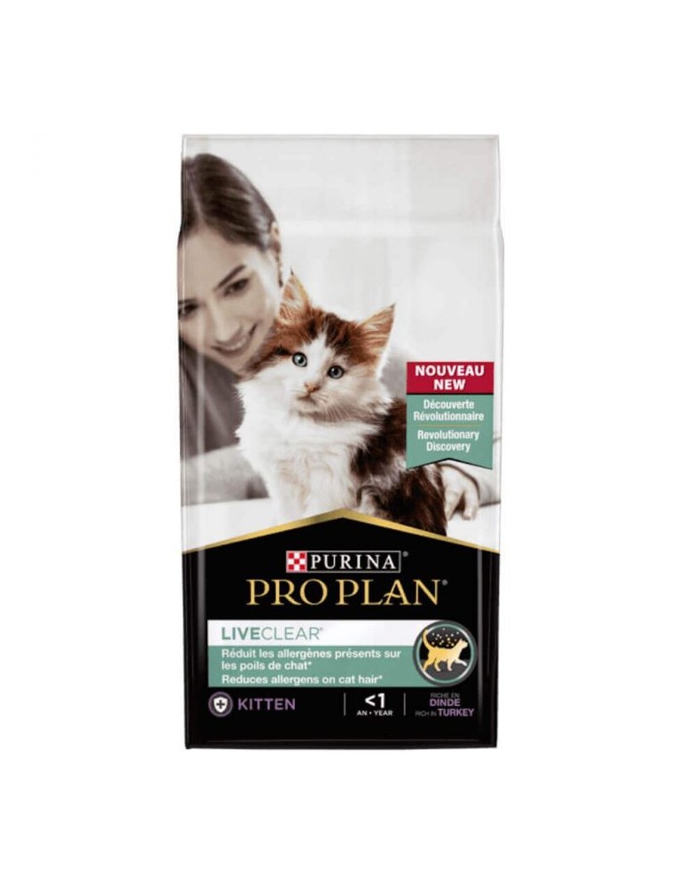 Sac de croquette Purina Proplan Kitten Liveclear Dinde 1,4 kg