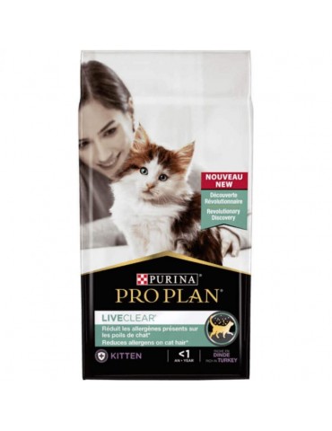 Sac de croquette Purina Proplan Kitten Liveclear Dinde 1,4 kg