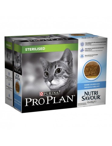 Carton de 10 pochons Purina Proplan Chat Nutri Savour Cabillaud