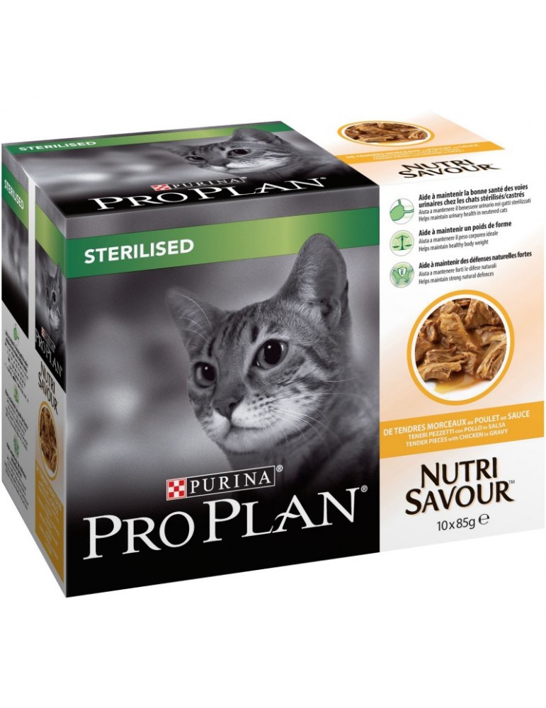 Carton de 10 pochons Purina Proplan Chat Nutri Savour Poulet