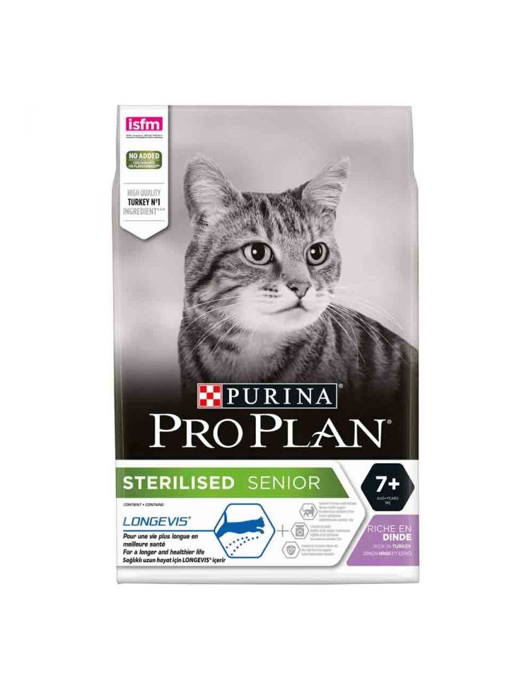 Sac de croquette Purina Proplan Longevis Chat Sterilised Senior Dinde