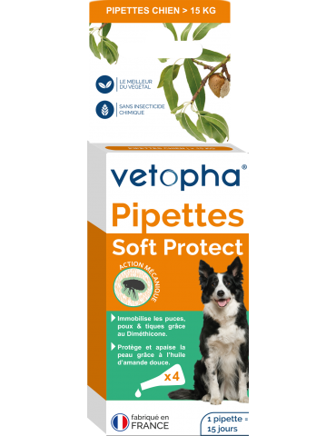 Boîte de Pipettes Soft Protect Vetopha pour chien de moins de 15 kg