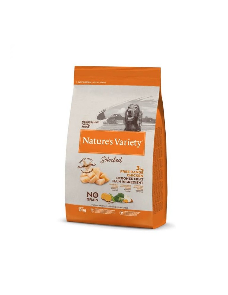 Sac de croquettes Nature's Variety Selected No Grain Chien Adulte Medium/Maxi Poulet