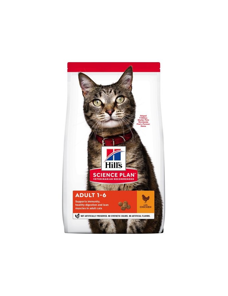 Sac de croquettes pour chat Hill's Science Plan Adult Optimal Care de 10kg au poulet