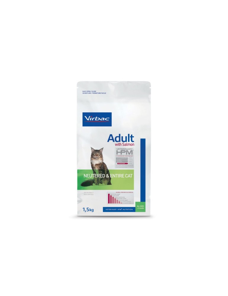 Sac de croquettes Virbac pour chat  HPM Adult Neutered & Entire de 1.5kg