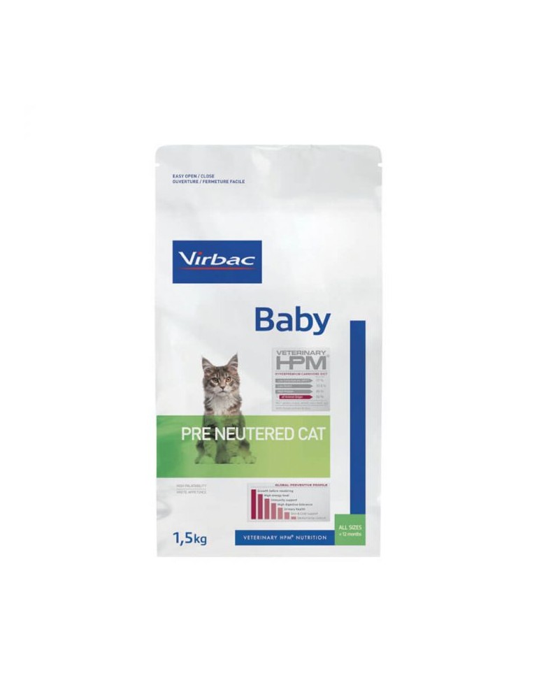 Sac de croquettes de 1,5 kg Virbac Veterinary HPM Pre Neutered