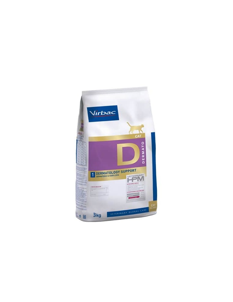 Sac de croquettes pour chat Virbac Veterinary HPM Dermatology Support de 3kg