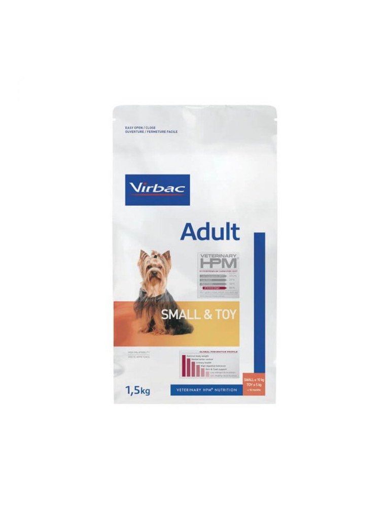 Sac de croquettes pour chien Virbac Veterinary HPM Adult Small & Toy de 1.5kg
