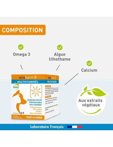 Composition du produit Multivitaminé vetoform