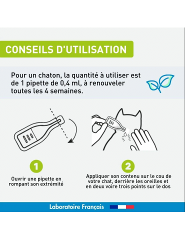 Conseils d'utilisation du produit pipette antiparasitaire vetoform pour chaton