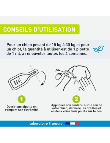 Conseils d'utilisation du produit pipettes antiparasitaire vetoform pour chien moyen