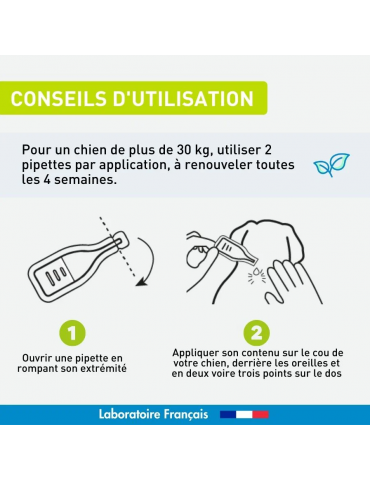 Conseils d'utilisation du produit pipette antiparasitaire vetoform pour grand chien