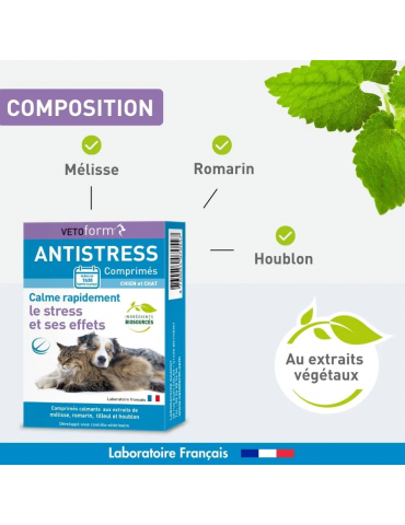 Composition du produit comprimés antistress vetoform