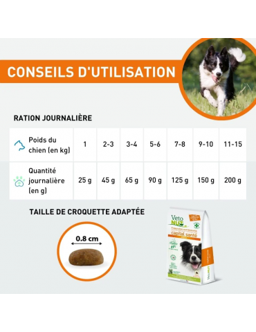 Conseils d'utilisation des croquettes Vetonut chien adulte