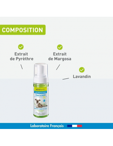 Composition du produit Mousse Insectifuge Vetoform