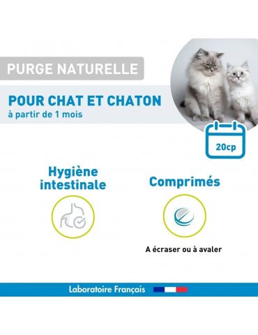 Description du produit purge naturelle chat en 20 comprimés