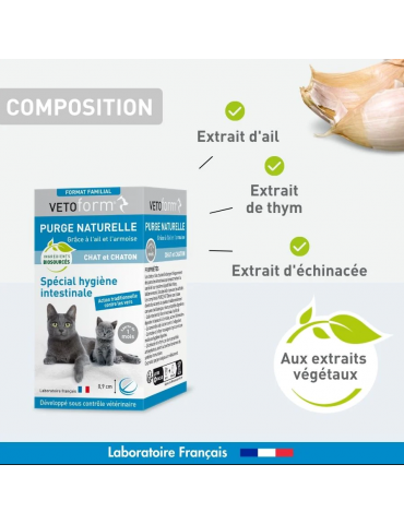 Composition du produit purge naturelle Vetoform chat 50 comprimés