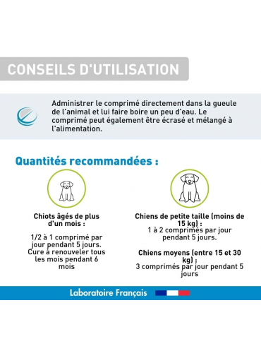 Conseils d'utilisation du produit purge naturelle chien Vetoform en comprimés