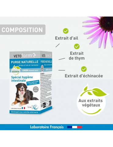 Composition du produit purge naturelle chien grande race Vetoform