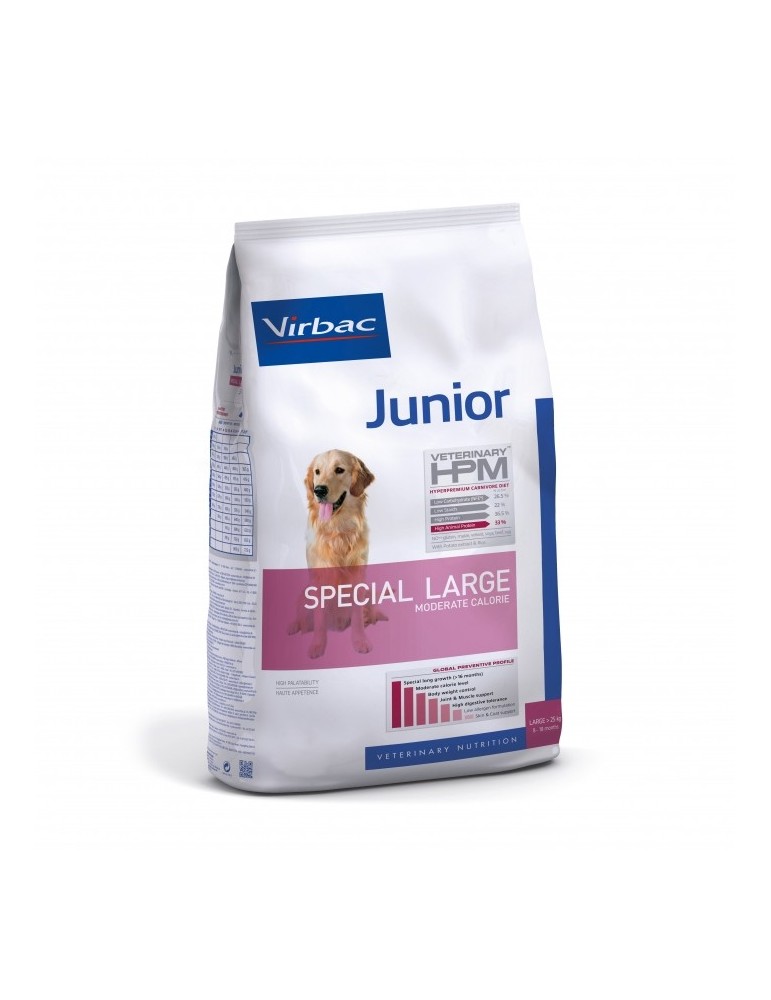 Sac de croquettes pour chiot Virbac Veterinary HPM Junior Spécial Large de 12kg