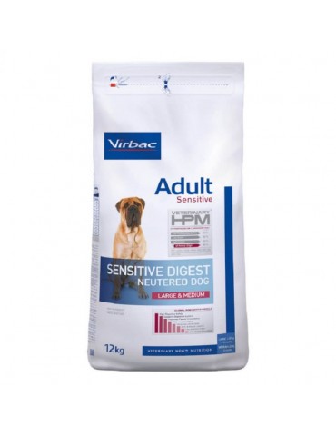 Sac de croquettes pour chien Virbac Veterinary HPM Sensitive Digest Neutered Large & Medium de 12kg