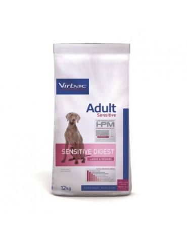 Sac de croquettes pour chien Virbac Veterinary HPM Sensitive Digest Large & Medium de 12kg