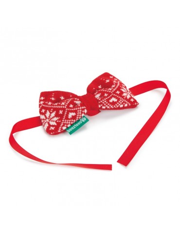 Nœud papillon rouge et blanc de Noël en laine
