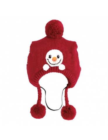 Bonnet de Noël rouge avec Bonhomme de Neige blanc