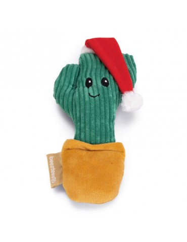 Pelucge en forme de cactus avec un bonnet rouge de Noël