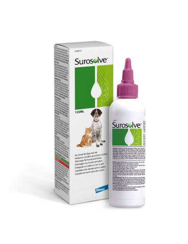Boîte et bouteille Surosolve nettoyant auriculaire pour chien et chat de 125 ml