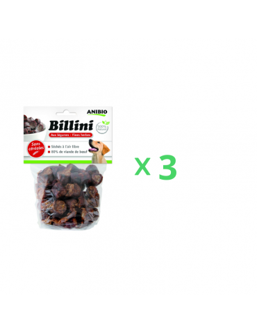 Friandises Billini Anibio Lot de 3 à la viande de boeuf