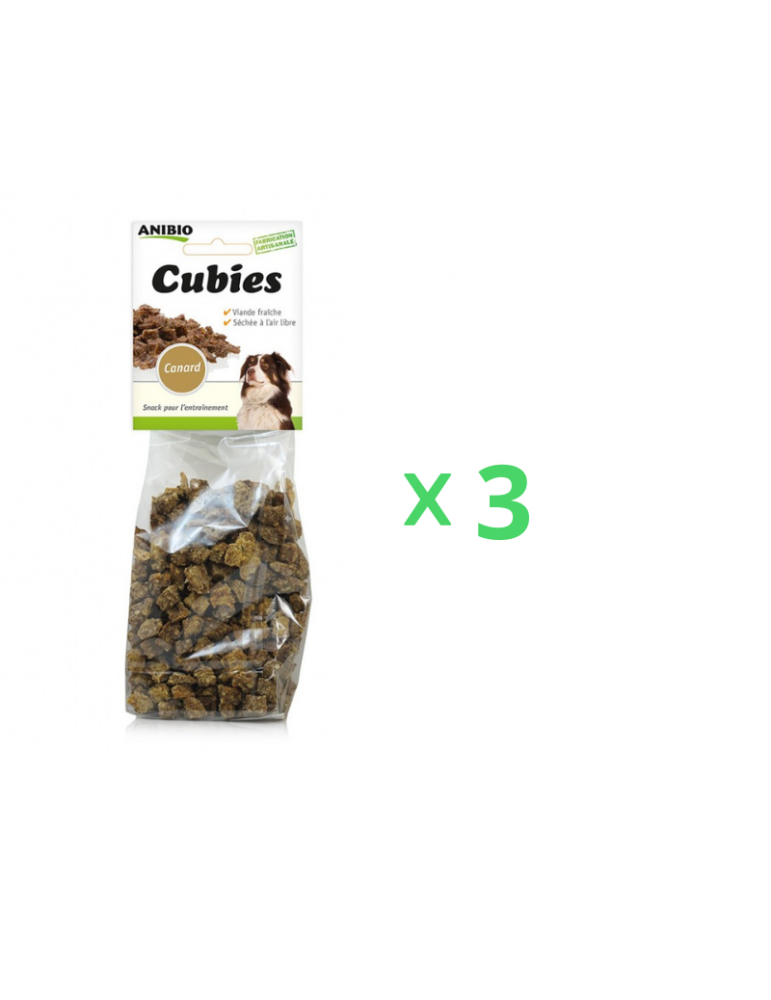 Friandises Cubies Anibio Lot de 3 goût canard