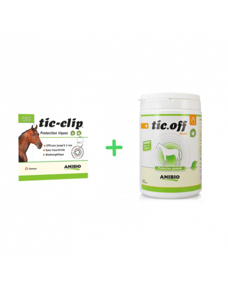 Lot médaille tic-clip cheval + tic off cheval 500 g